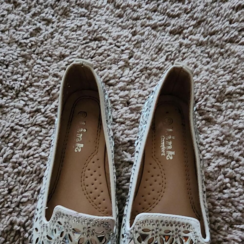 Link Comfort  Girls  White and Silver Ballet-shoes